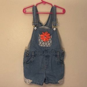 Girls Denim and Lace Bibs